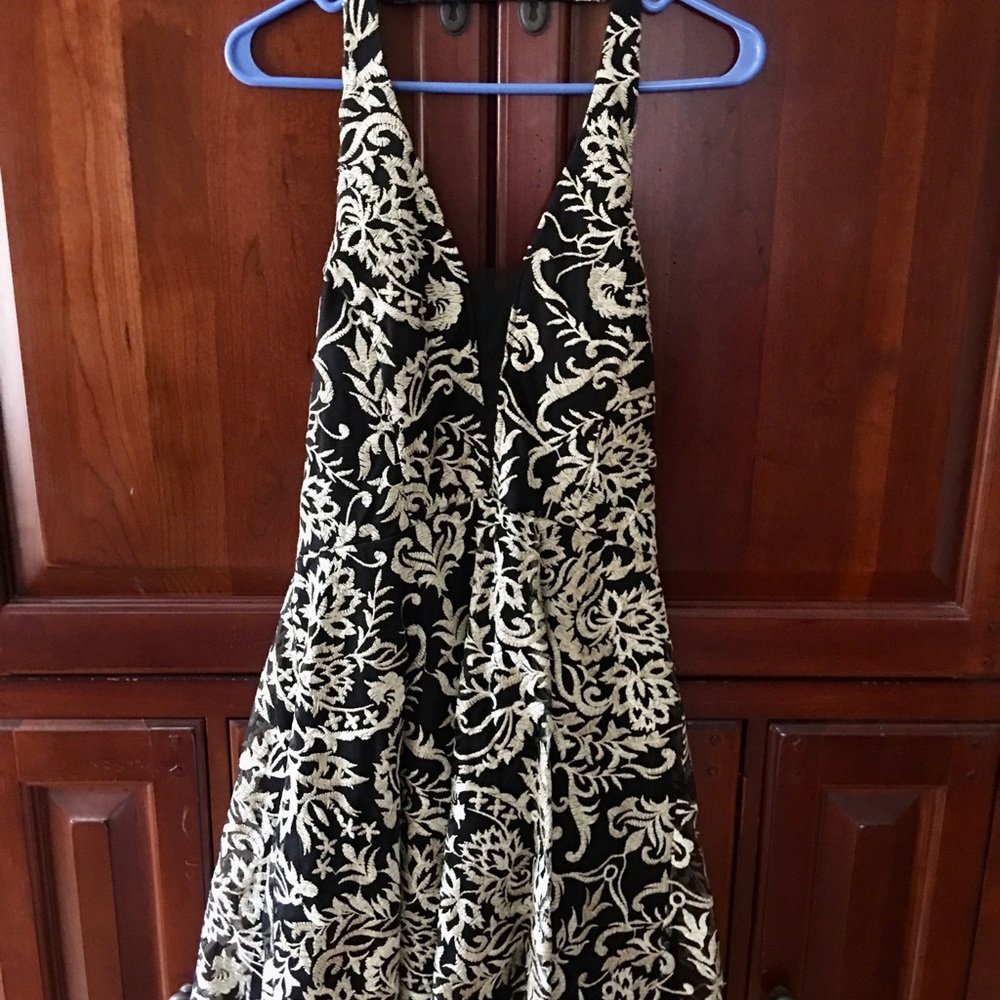 Prom Homecoming Black and Gold formal dress